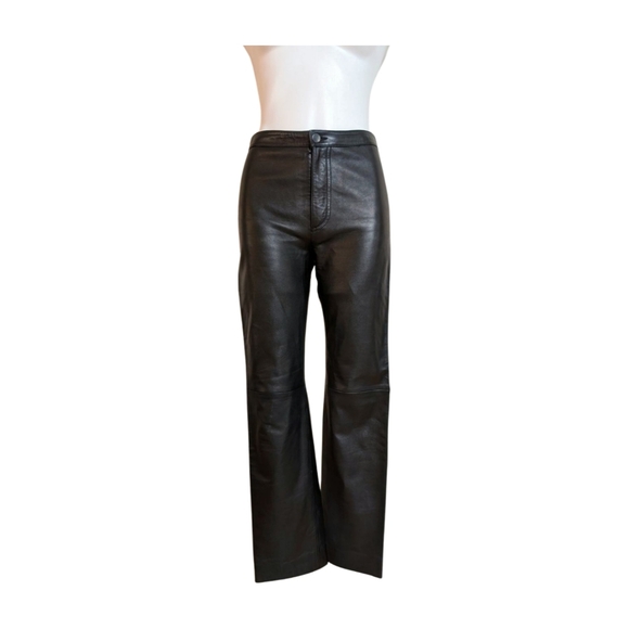 Michael Hoban for North Beach Leather Straight Leg Black Leather Pants Size 6 - Picture 1 of 9